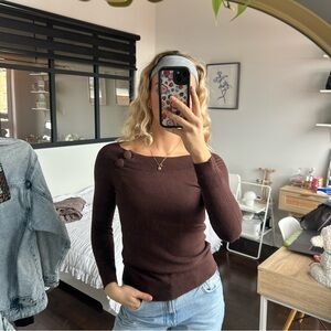 Banana Republic Chocolate boat neck Top